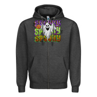 Charcoal Heather spooky spooky spooky Zipper Hoodie - CowGirlArtShop