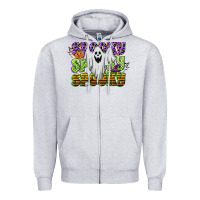 Heather Grey spooky spooky spooky Zipper Hoodie - CowGirlArtShop