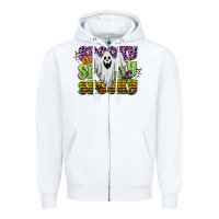 White spooky spooky spooky Zipper Hoodie - CowGirlArtShop