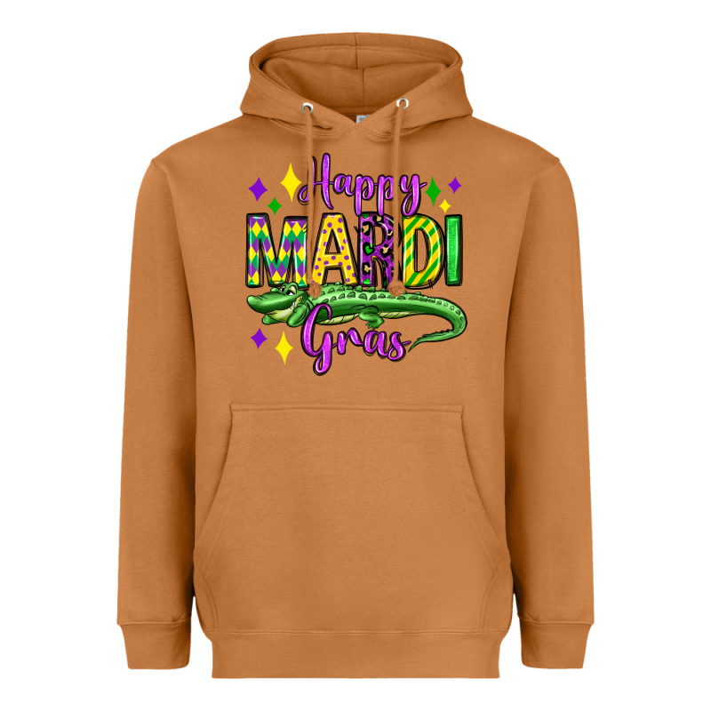 Happy Mardi Gras Alligator Olivia Heavyweight Hoodie by OliviaCreatesArt | Teevron