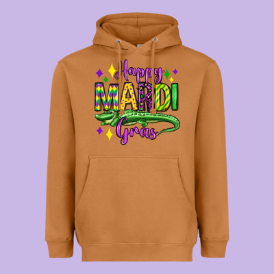 Happy Mardi Gras Alligator Olivia Heavyweight Hoodie Designed By Oliviacreatesart