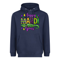 Navy happy mardi gras alligator olivia Heavyweight Hoodie - OliviaCreatesArt