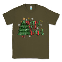 Army Green Merry And Bright Classic Tee - MaliasSmallBusiness