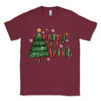 Burgundy Merry And Bright Classic Tee - MaliasSmallBusiness
