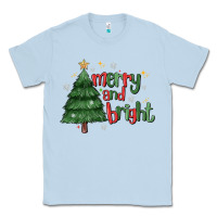 Dusty Blue Merry And Bright Classic Tee - MaliasSmallBusiness