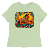 Matcha can't be tamed horse with sunflowers turquoise gemstone western sunset Ladies Tee - Artiststas