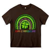 Chocolate Brown Happy St. Patrick's Day Shamrock Rainbow Heavy Core Tee - Artiststas