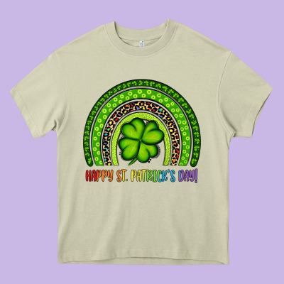Happy St. Patrick's Day Shamrock Rainbow Heavy Core Tee Designed By Artiststas