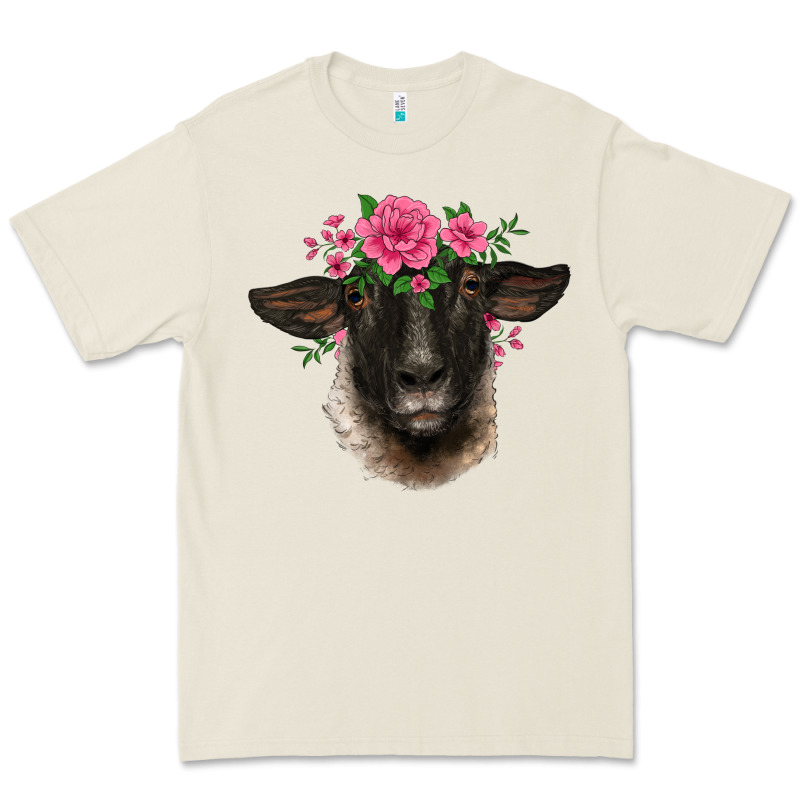 Suffolk Ewe Sheep With Floral Headdress Premium Tee by BarkalooDesign | Teevron