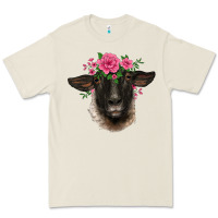 Bone suffolk ewe sheep with floral headdress Premium Tee - BarkalooDesign