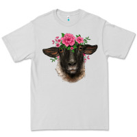 Dove Grey suffolk ewe sheep with floral headdress Premium Tee - BarkalooDesign