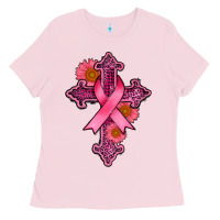 Bubblegum Pink breast cancer cross Ladies Tee - AdoDesignShop