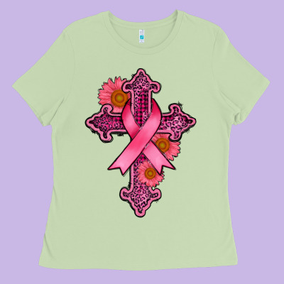 Breast Cancer Cross Ladies Tee Designed By Adodesignshop