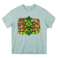 Arona Western Shamrock Cross Leopard Background Heavy Core Tee - Artiststas