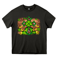 Asphalt Western Shamrock Cross Leopard Background Heavy Core Tee - Artiststas