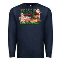 Navy torn between lookin like a snack and eatin one Premium Sweatshirt - FaDigitalArtStudio