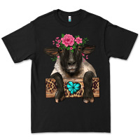 Black suffolk ewe peeking with floral headdress Premium Tee - BarkalooDesign