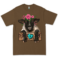 Cacao suffolk ewe peeking with floral headdress Premium Tee - BarkalooDesign
