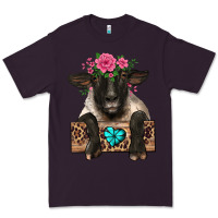 Plum suffolk ewe peeking with floral headdress Premium Tee - BarkalooDesign