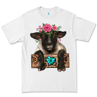 White suffolk ewe peeking with floral headdress Premium Tee - BarkalooDesign