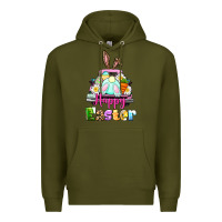 Army Green Bunny Happy Easter truck Premium Hoodie - CowGirlArtShop