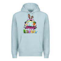 Blue Mist Bunny Happy Easter truck Premium Hoodie - CowGirlArtShop