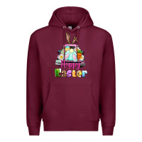 Burgundy Bunny Happy Easter truck Premium Hoodie - CowGirlArtShop