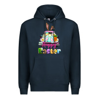 Navy Bunny Happy Easter truck Premium Hoodie - CowGirlArtShop