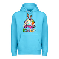 Ocean Blue Bunny Happy Easter truck Premium Hoodie - CowGirlArtShop