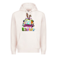 Pale Pink Bunny Happy Easter truck Premium Hoodie - CowGirlArtShop