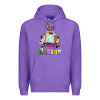 Purple Bunny Happy Easter truck Premium Hoodie - CowGirlArtShop