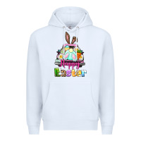 White Bunny Happy Easter truck Premium Hoodie - CowGirlArtShop