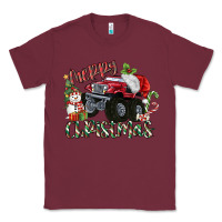 Burgundy Merry Christmas Monster Truck Classic Tee - MaliasSmallBusiness