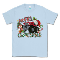 Dusty Blue Merry Christmas Monster Truck Classic Tee - MaliasSmallBusiness
