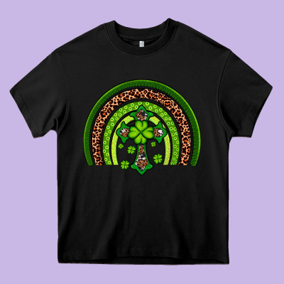 Western Shamrock Cross Rainbow Heavy Core Tee Designed By Artiststas