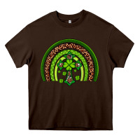 Chocolate Brown Western Shamrock Cross Rainbow Heavy Core Tee - Artiststas