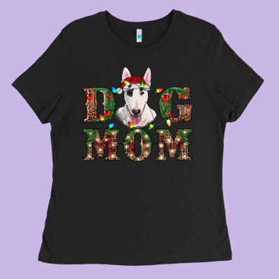 Christmas Dog Mom Bull Terrier Ladies Tee Designed By Ranaportraitstore