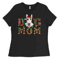 Black Christmas Dog Mom Bull Terrier Ladies Tee - RanaPortraitStore