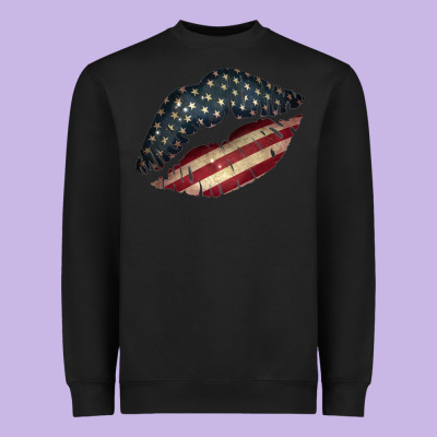 Vintage American Flag Lips Heavyweight Sweatshirt Designed By Bettercallsaul