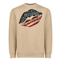 Mushroom Vintage American Flag Lips Heavyweight Sweatshirt - Bettercallsaul