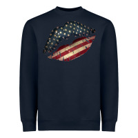 Navy Vintage American Flag Lips Heavyweight Sweatshirt - Bettercallsaul