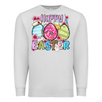 Dove Grey Happy Easter eggs Premium Sweatshirt - OliviaCreatesArt