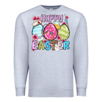 Heather Grey Happy Easter eggs Premium Sweatshirt - OliviaCreatesArt