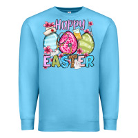 Ocean Blue Happy Easter eggs Premium Sweatshirt - OliviaCreatesArt