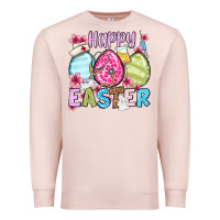 Pale Pink Happy Easter eggs Premium Sweatshirt - OliviaCreatesArt