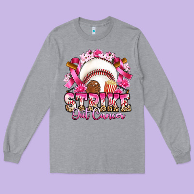 Strike Out Cancer Baseball Long Sleeve Tee Designed By Artiststas