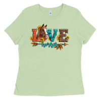 Matcha love horses  leather turquoise leopard Ladies Tee - Artiststas
