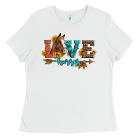 White love horses  leather turquoise leopard Ladies Tee - Artiststas