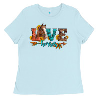Love Horses  Leather Turquoise Leopard Ladies Tee | Teevron