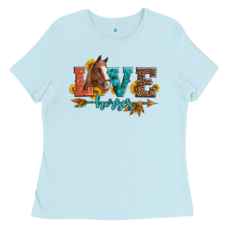 Love Horses  Leather Turquoise Leopard Ladies Tee by Artiststas | Teevron